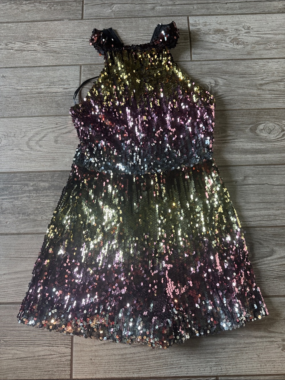 Sequin Halter-Top Shorts Romper Jumpsuit Disco in Iridescent Pink, Gold, Silver